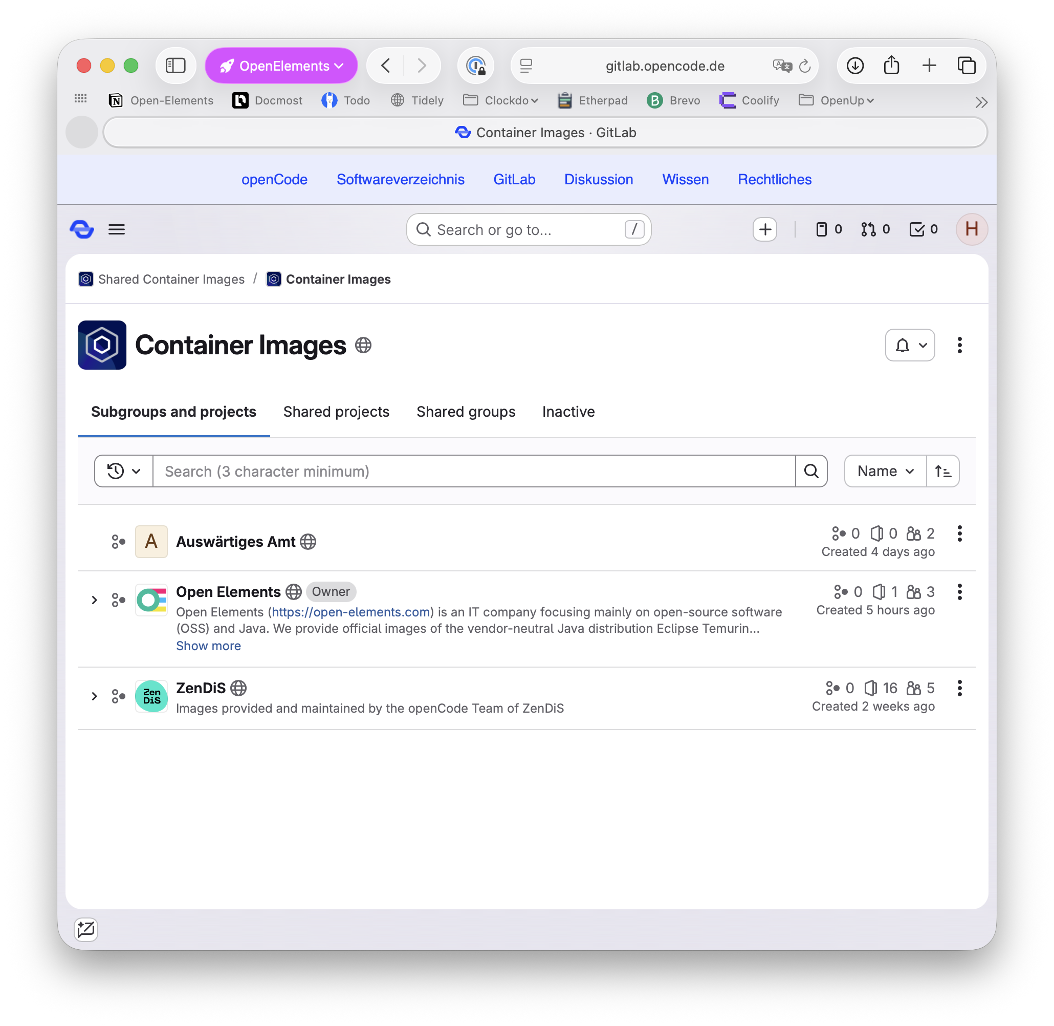 Open Elements hat als erstes Unternehmen eigenen Bereich neben Zendis und Auswärtige Amt in der OpenCode-Plattform erhalten